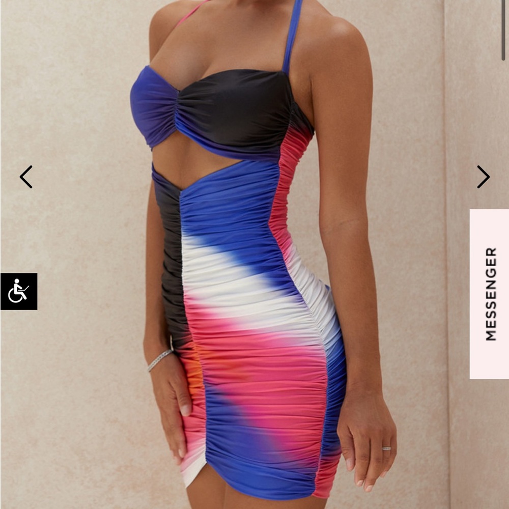 House Of CB Saskia Multicolor Cut Out Mini Dress Size XS 🤍